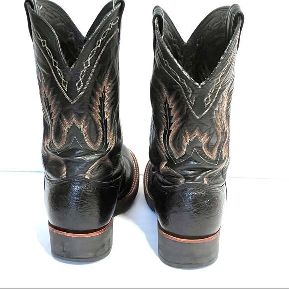 Larry Mahan Men’s Embroidered Black Leather Cowboy Western Stitched Boot Sz 10.5 - Picture 13 of 16